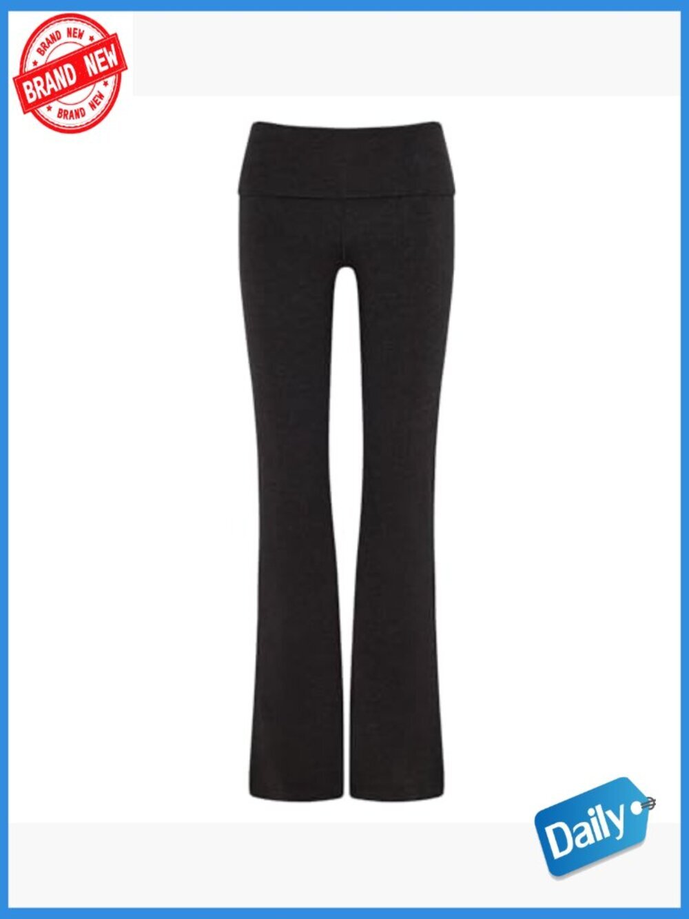 Cotton Foldover Flare Leggings - Mid Rise - Lightweight All-Day Cotton - Picture 5 of 6